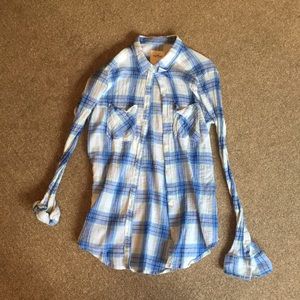 Hollister Blue White and Green Shirt